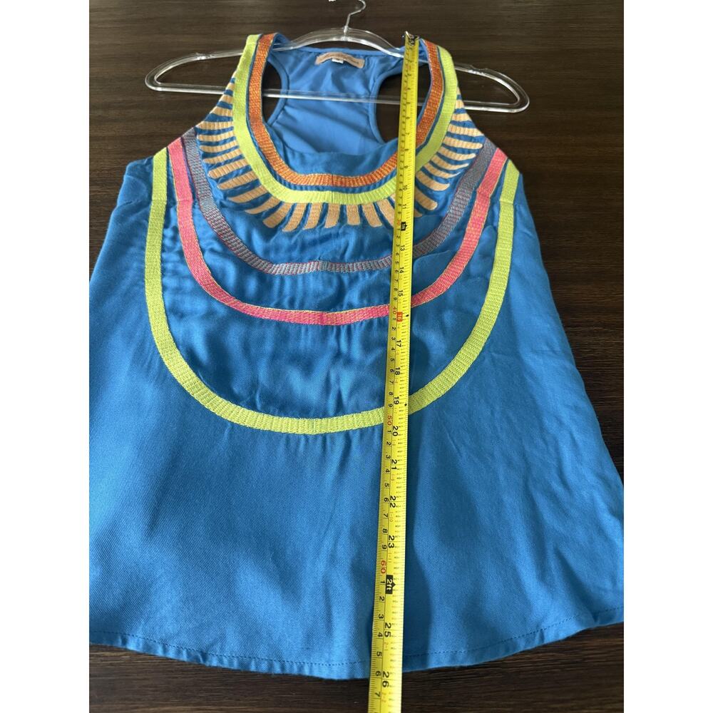 Mara Hoffman Tank Top Womens Small Blue Racerback Embroidered Boho Festival - Picture 6 of 8